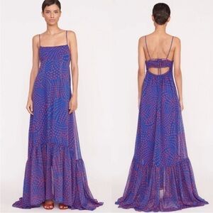 STAUD Blue and Red Maxi Dress